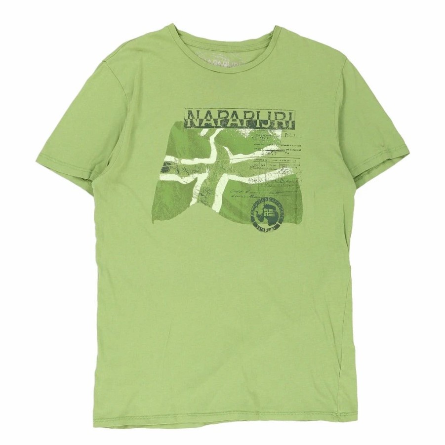 Vintage T-Shirts * | Vintage Napapijri T-Shirt Large Green Cotton