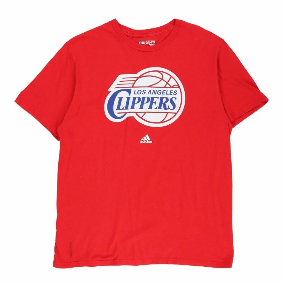 Vintage T-Shirts * | Vintage Los Angeles Clippers Adidas T-Shirt Large Red Cotton