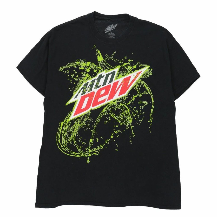 Vintage T-Shirts * | Vintage Mountain Dew T-Shirt Large Black Cotton