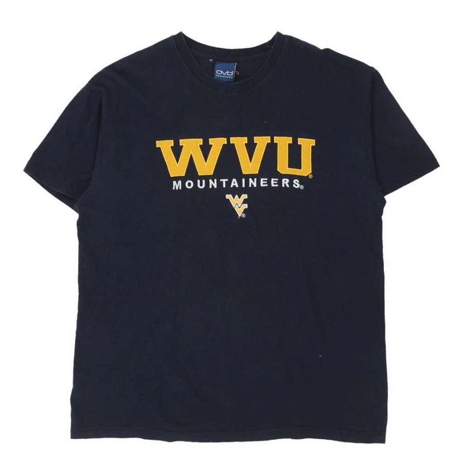 Vintage T-Shirts * | Vintage West Virginia Mountaineers Old Varsity Brand T-Shirt Large Navy Cotton