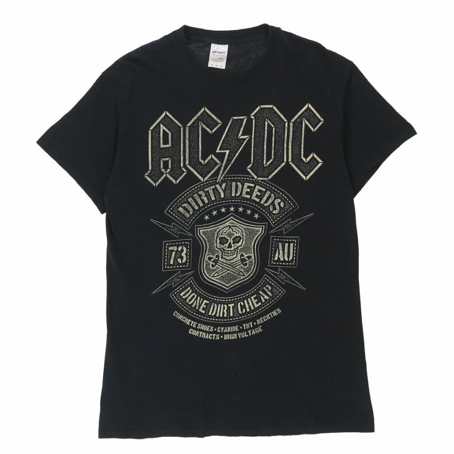 Vintage T-Shirts * | Vintage Acdc Gildan T-Shirt Medium Black Cotton