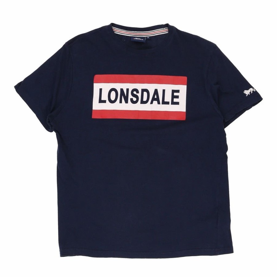 Vintage T-Shirts * | Vintage Lonsdale T-Shirt Medium Navy Cotton