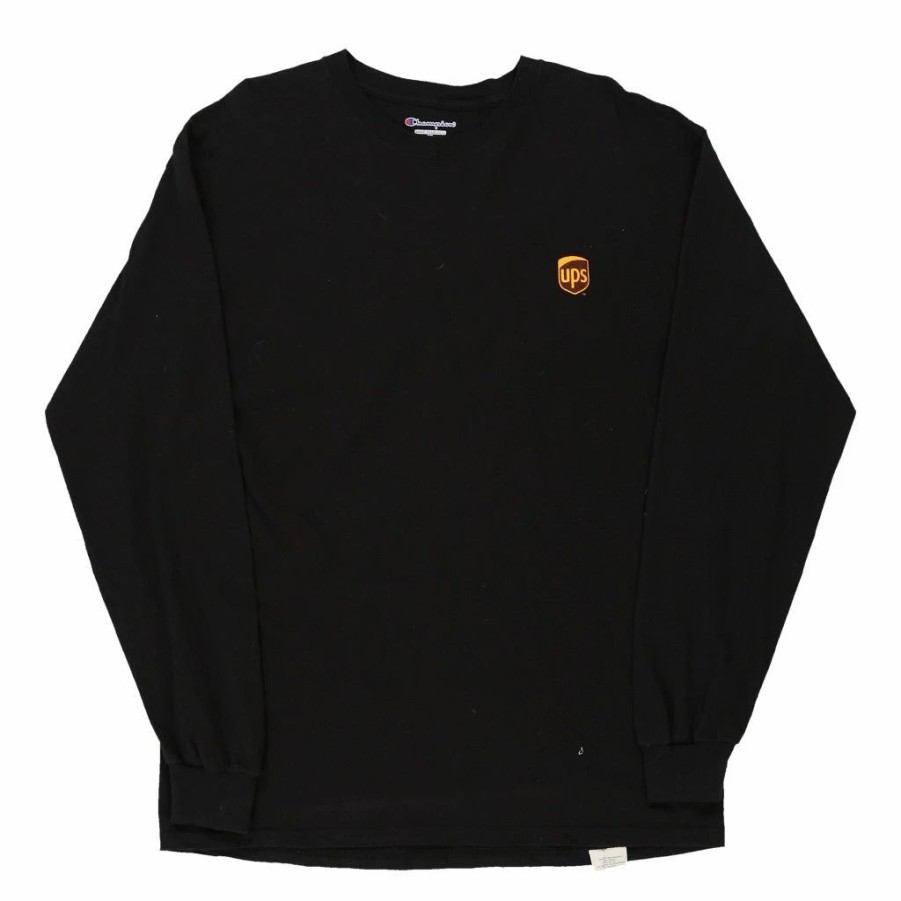 Vintage T-Shirts * | Vintage Ups Champion Long Sleeve T-Shirt Large Black Cotton