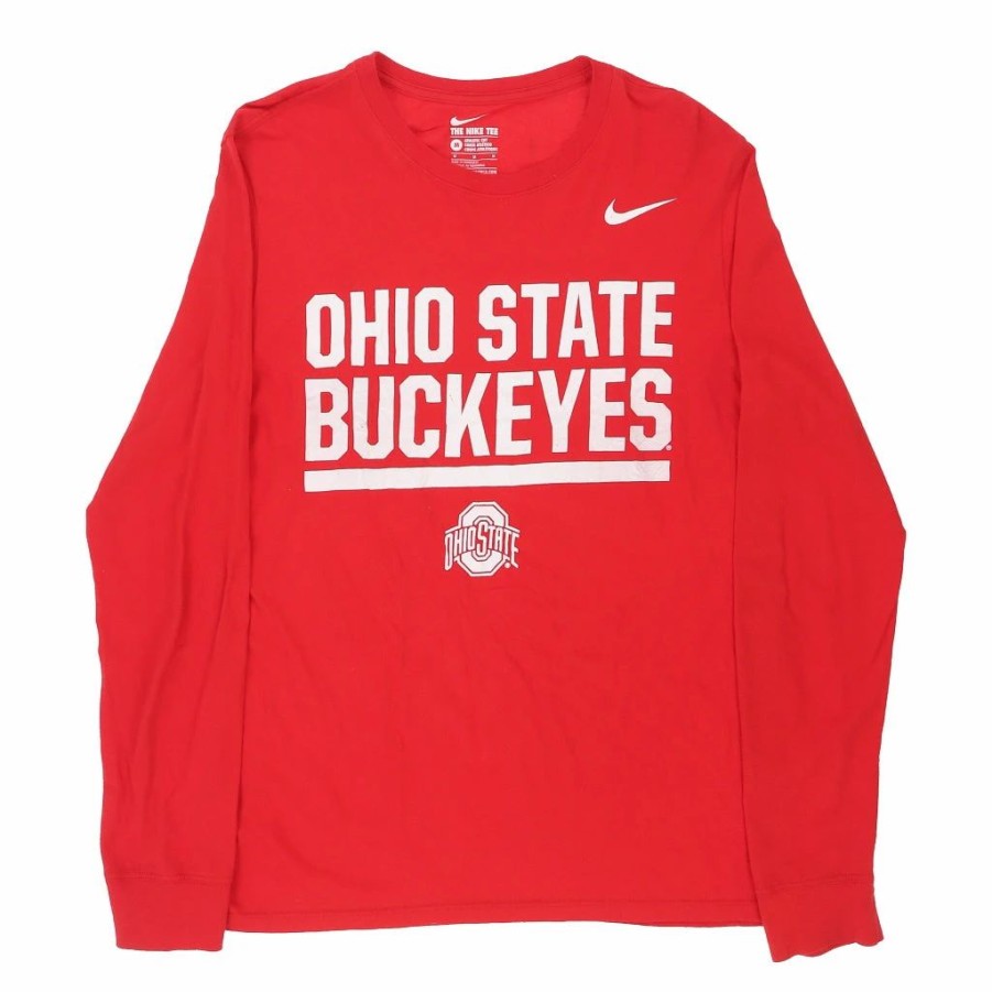 Vintage T-Shirts * | Vintage Ohio State Buckeyes Nike Long Sleeve T-Shirt Medium Red Cotton