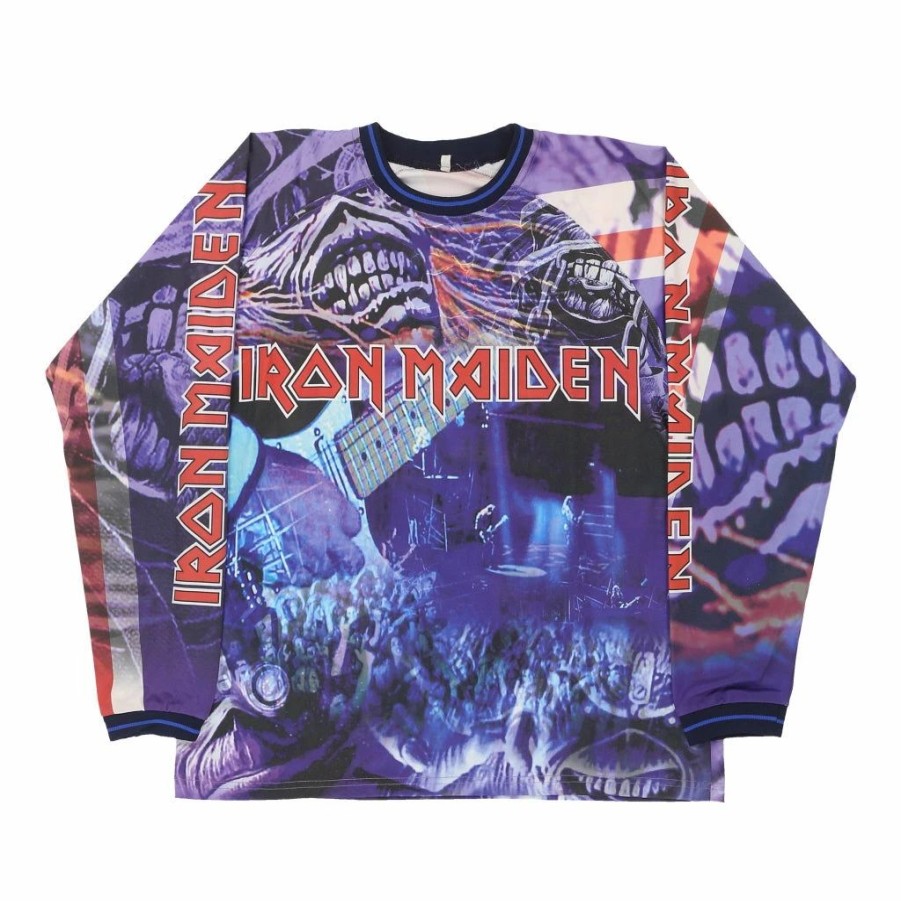 Vintage T-Shirts * | Vintage Iron Maiden Unbranded Long Sleeve T-Shirt Large Purple Polyester Blend