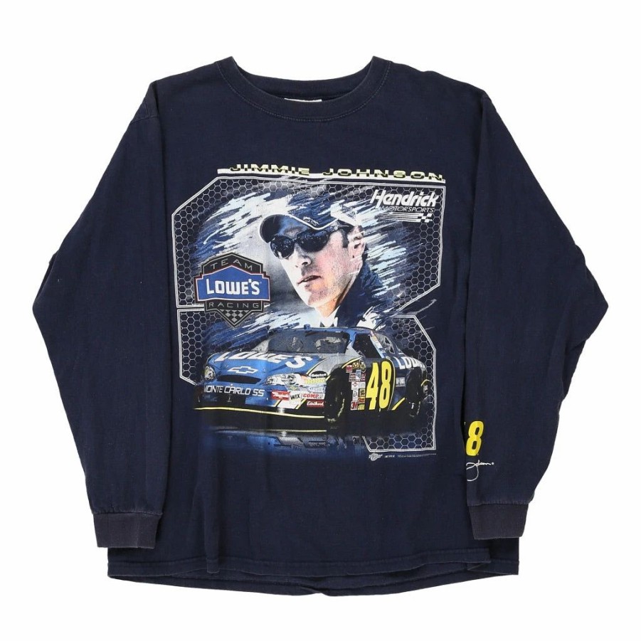 Vintage T-Shirts * | Vintage Jimmie Johnson Winners Circle Long Sleeve T-Shirt Medium Navy Cotton