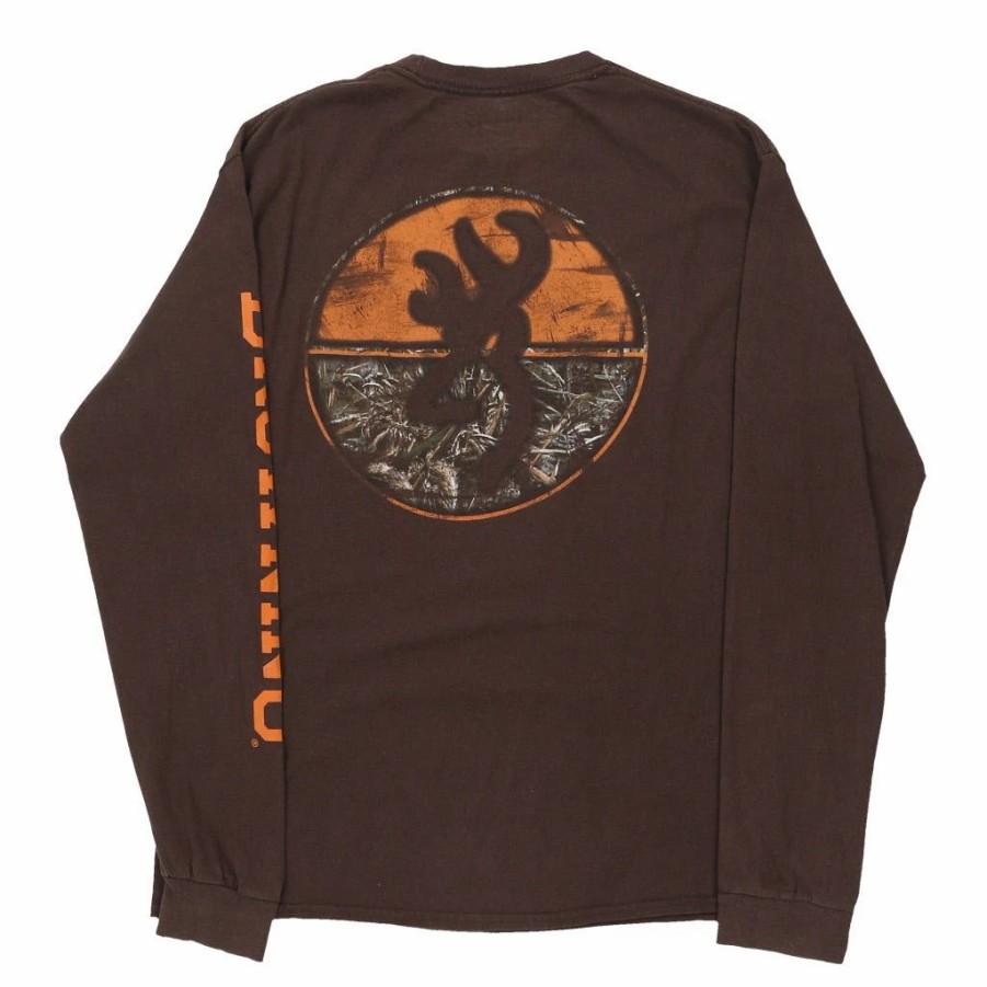 Vintage T-Shirts * | Vintage Carhartt Long Sleeve T-Shirt Medium Brown Cotton