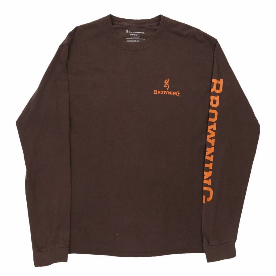 Vintage T-Shirts * | Vintage Carhartt Long Sleeve T-Shirt Medium Brown Cotton