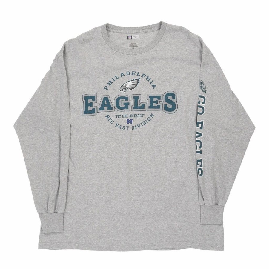 Vintage T-Shirts * | Vintage Philadelphia Eagles Nfl Long Sleeve T-Shirt Xl Grey Cotton