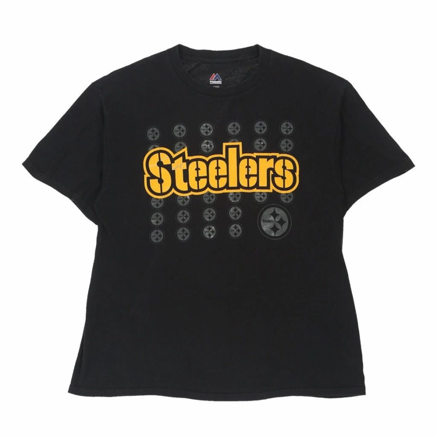 Vintage T-Shirts * | Vintage Pittsburgh Steelers Majestic T-Shirt Large Black Cotton