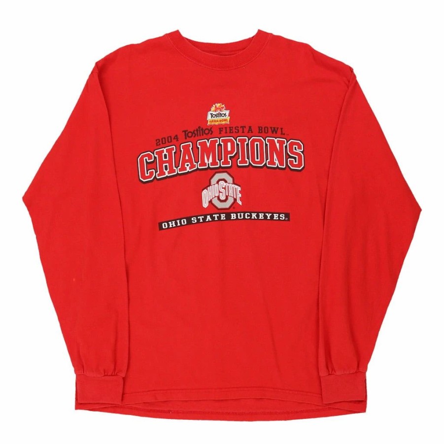 Vintage T-Shirts * | Vintage Ohio State Buckeyes 2004 Gildan Long Sleeve T-Shirt Xl Red Cotton Blend