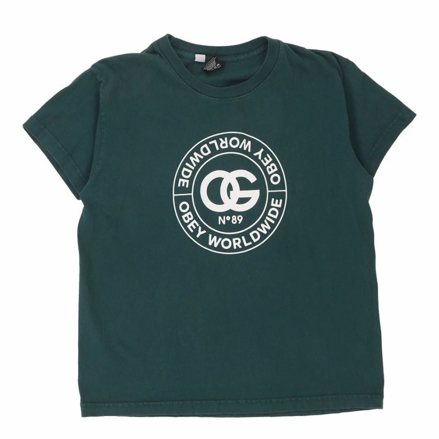 Vintage T-Shirts * | Vintage Obey T-Shirt Medium Green Cotton