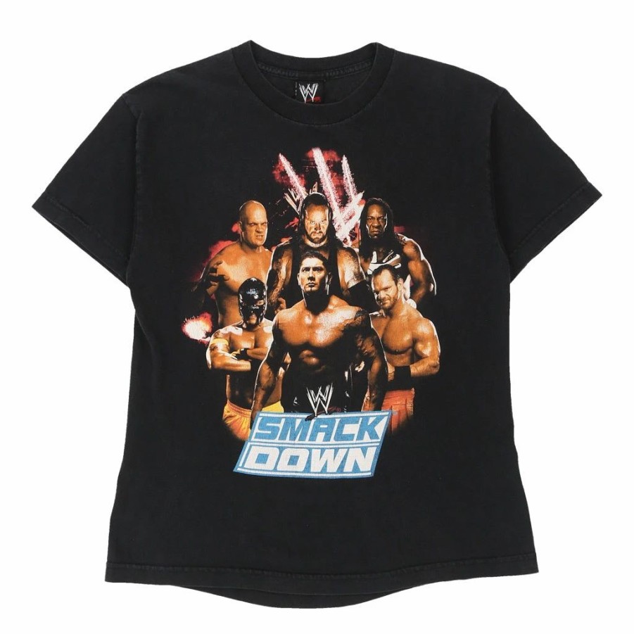 Vintage T-Shirts * | Vintage Wwe Smack Down Fifth Sun T-Shirt Small Black Cotton