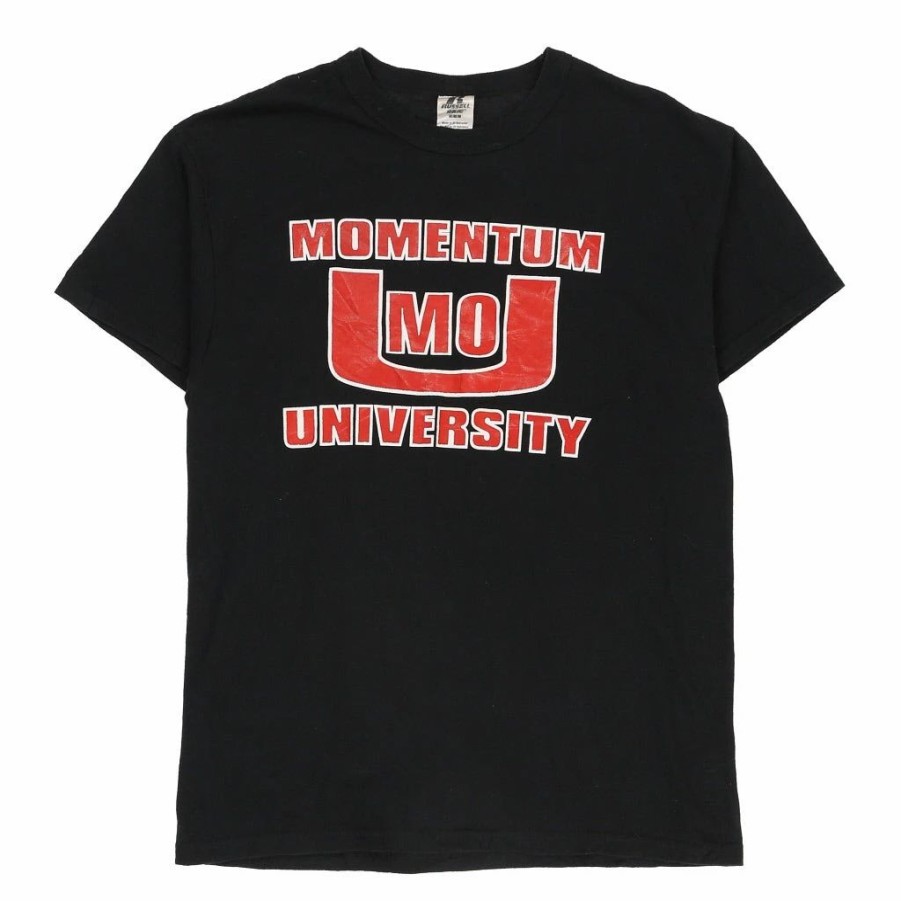 Vintage T-Shirts * | Vintage Momentum University Russell Athletic T-Shirt Medium Black Cotton