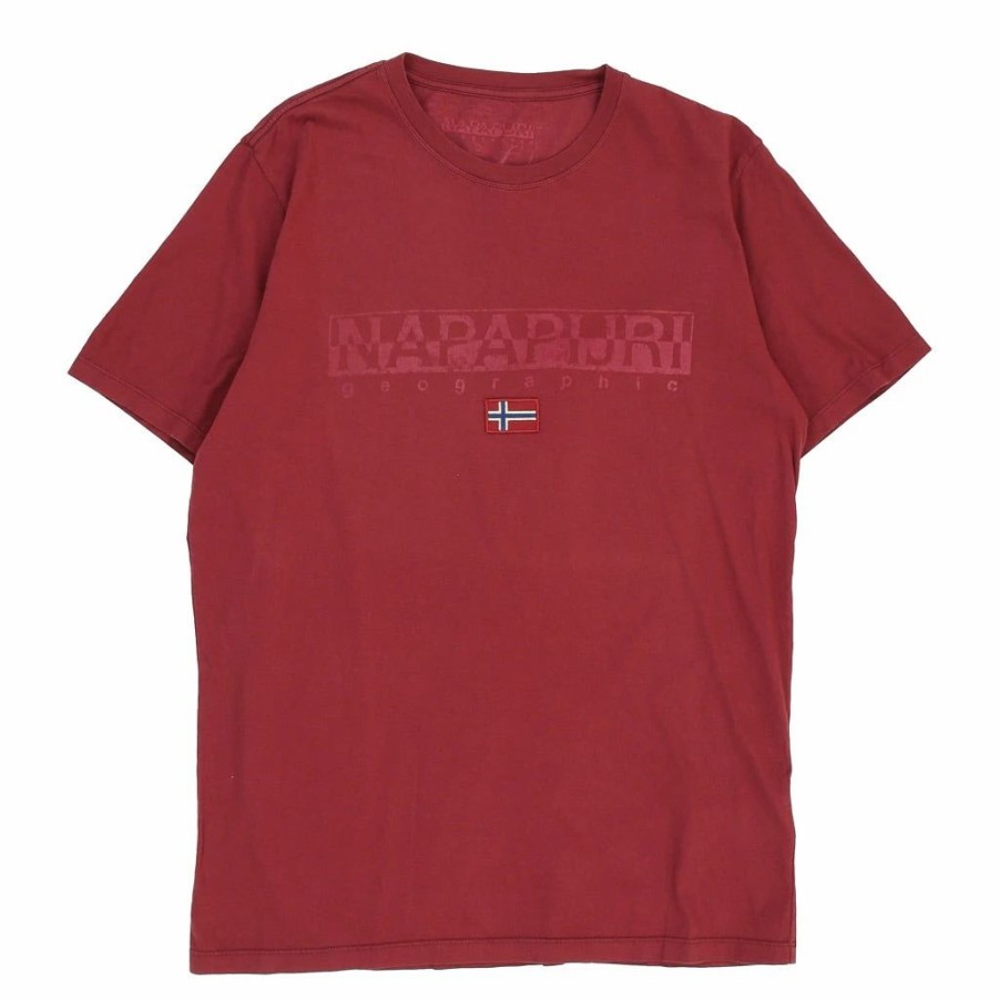 Vintage T-Shirts * | Vintage Napapijri T-Shirt Xl Burgundy Cotton