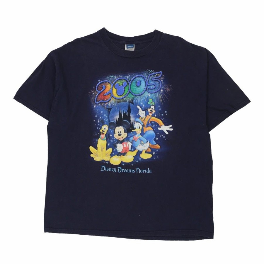 Vintage T-Shirts * | Vintage Disney T-Shirt Xl Navy Cotton