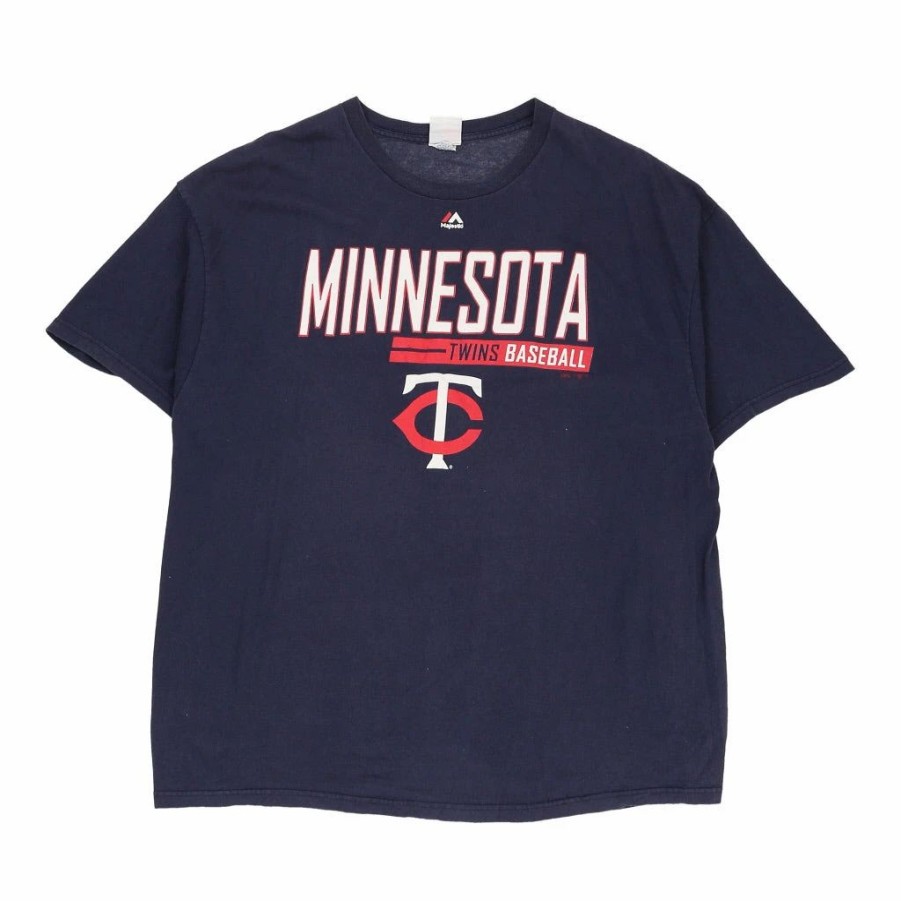 Vintage T-Shirts * | Vintage Minnesota Twins Majestic T-Shirt 2Xl Navy Cotton