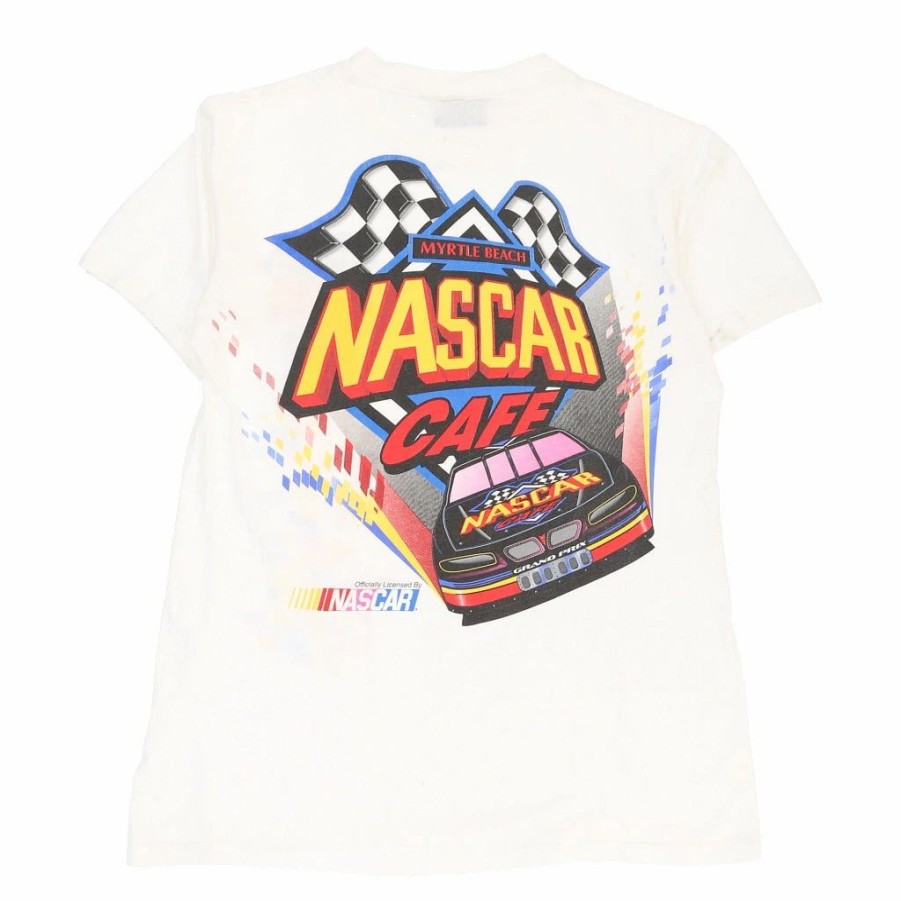 Vintage T-Shirts * | Vintage Nascar Cafe, Myrtle Beach Nascar Cafe T-Shirt Medium White Cotton