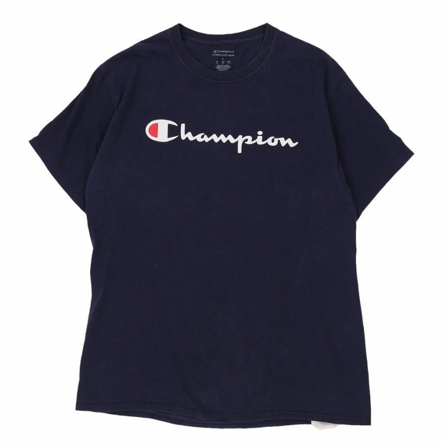 Vintage T-Shirts * | Vintage Champion T-Shirt Large Navy Cotton