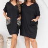 Mum Friendly * | Sophy Black Dress With Leopard Dress