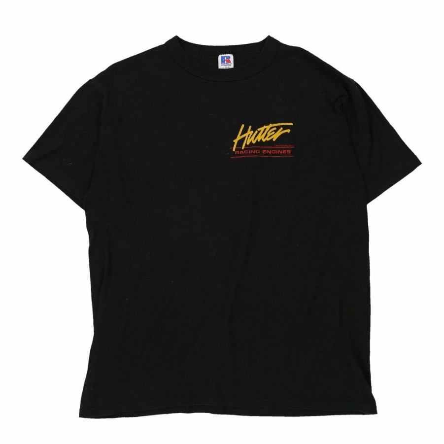 Vintage T-Shirts * | Vintage Hunter Racing Engines Russell Athletic T-Shirt Large Black Cotton