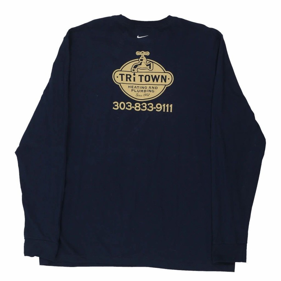 Vintage T-Shirts * | Vintage Warrior Football Nike Long Sleeve Top 2Xl Navy Cotton