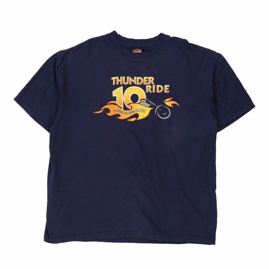 Vintage T-Shirts * | Pre-Loved Thunder Ride 2012 Harley Davidson T-Shirt 2Xl Navy Cotton