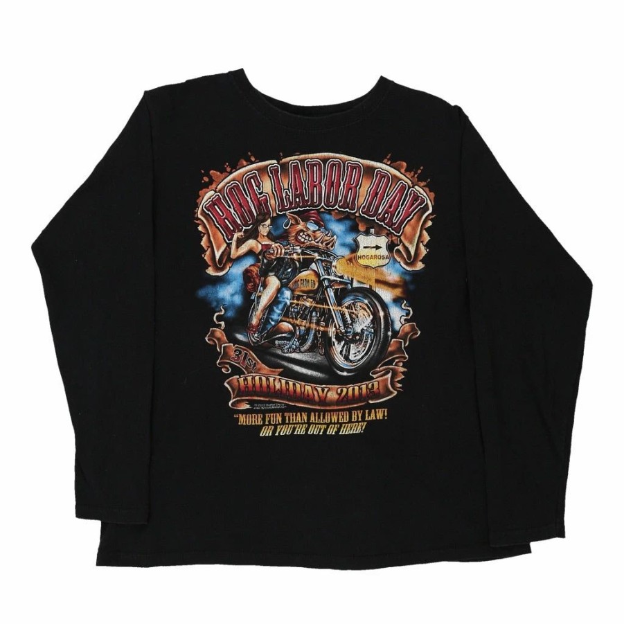 Vintage T-Shirts * | Pre-Loved 31St Hog Labour Day 2013 Anvil Long Sleeve T-Shirt Medium Black Cotton