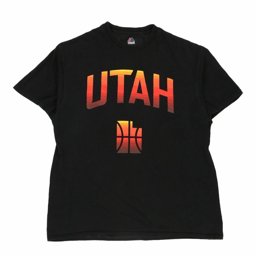 Vintage T-Shirts * | Vintage Utah Jazz Majestic T-Shirt Large Black Cotton