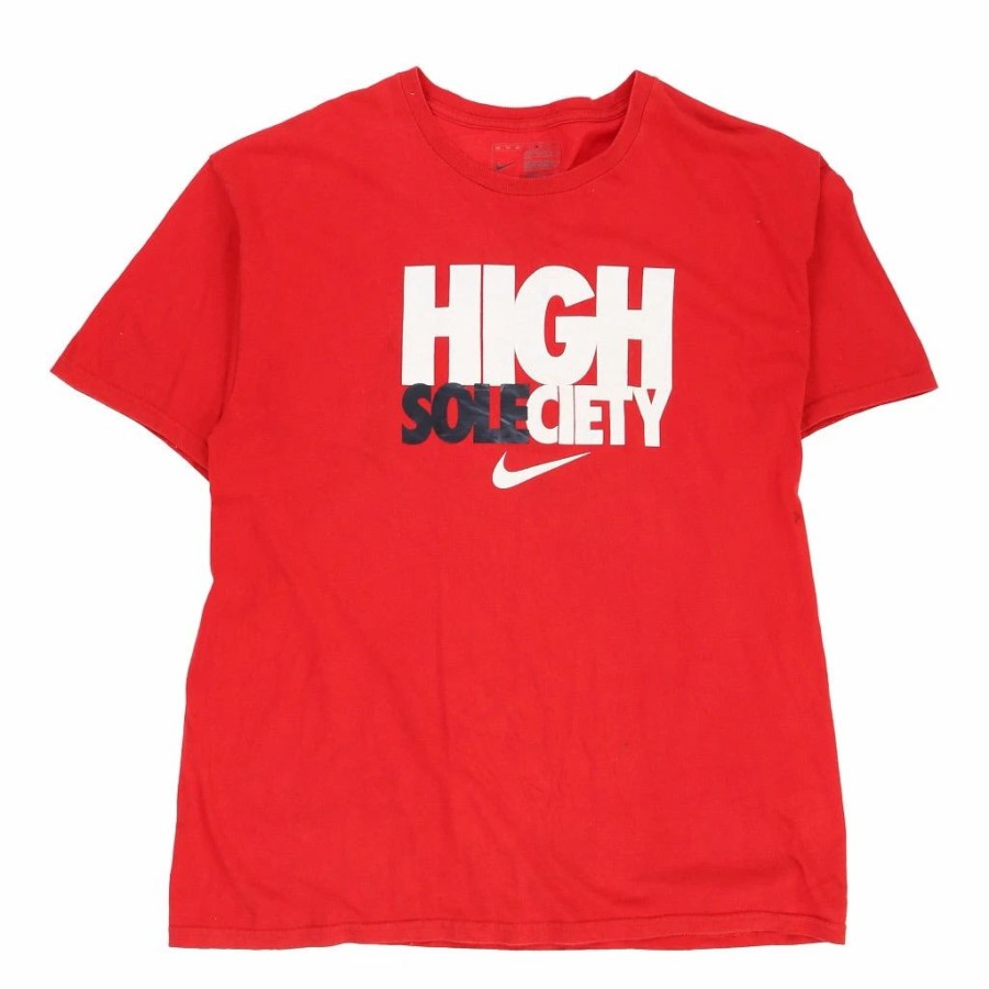 Vintage T-Shirts * | Vintage High Soleciety Nike T-Shirt Large Red Cotton