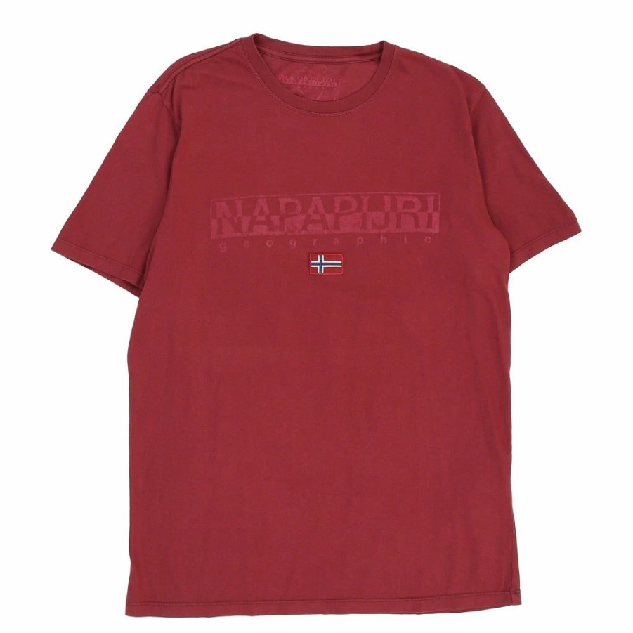 Vintage T-Shirts * | Vintage Napapijri T-Shirt Xl Burgundy Cotton