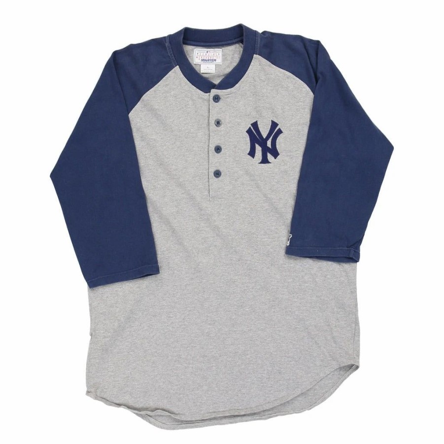 Vintage T-Shirts * | Vintage New York Yankees Starter Long Sleeve Top Xl Grey Cotton