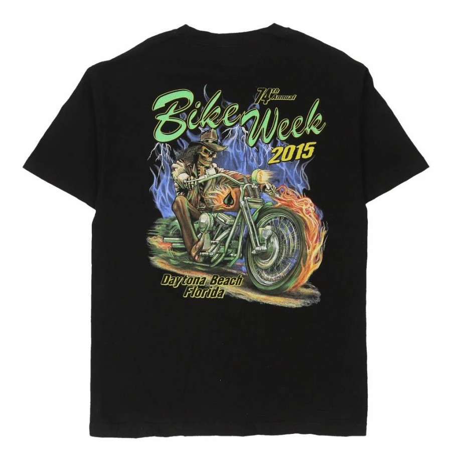 Vintage T-Shirts * | Pre-Loved 2015 Daytona Beach Bike Week Alstyle T-Shirt Large Black Cotton