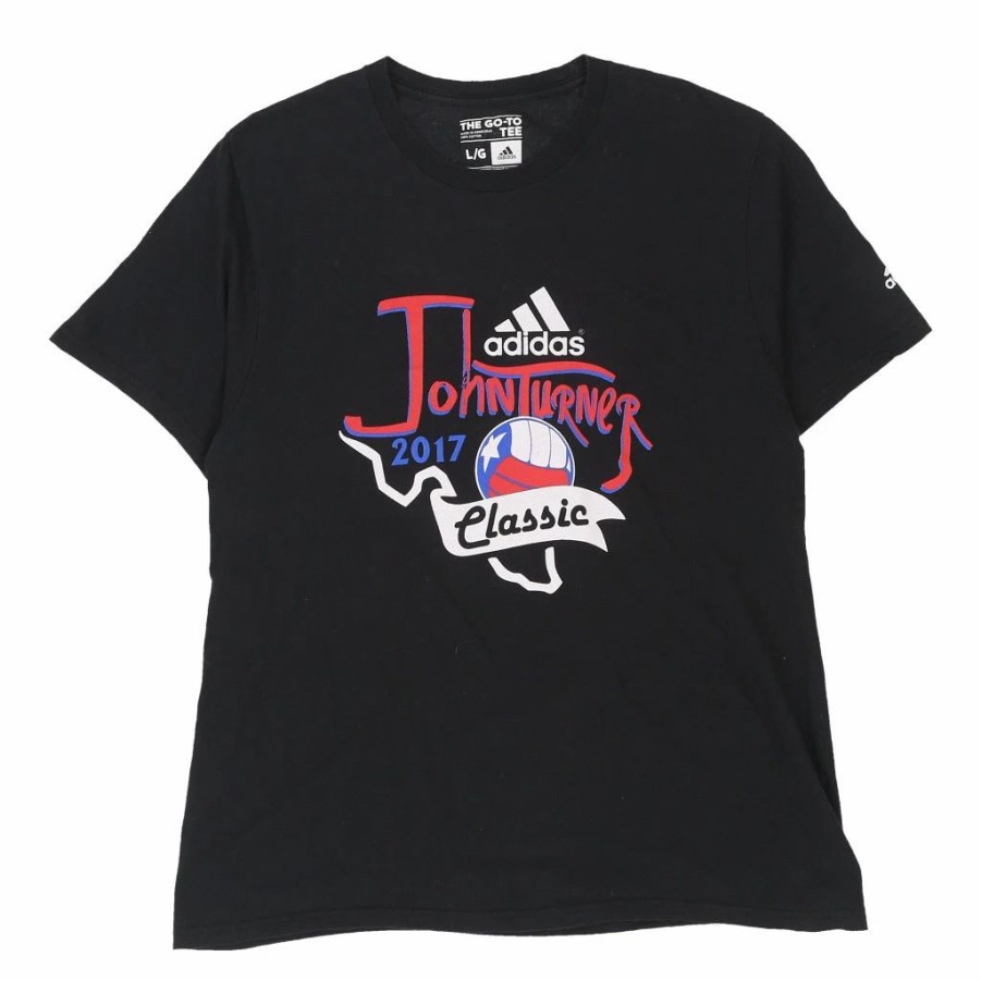 Vintage T-Shirts * | Pre-Loved John Turner Adidas T-Shirt Large Black Cotton