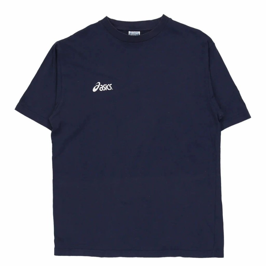 Vintage T-Shirts * | Vintage Asics T-Shirt Large Navy Cotton