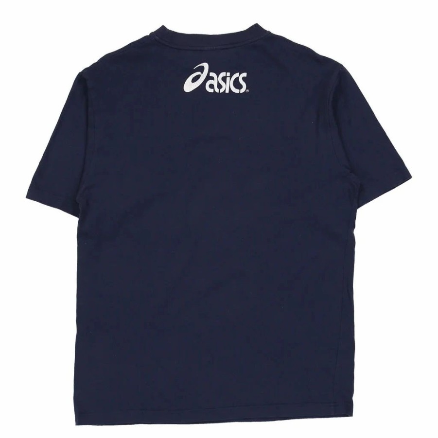 Vintage T-Shirts * | Vintage Asics T-Shirt Large Navy Cotton