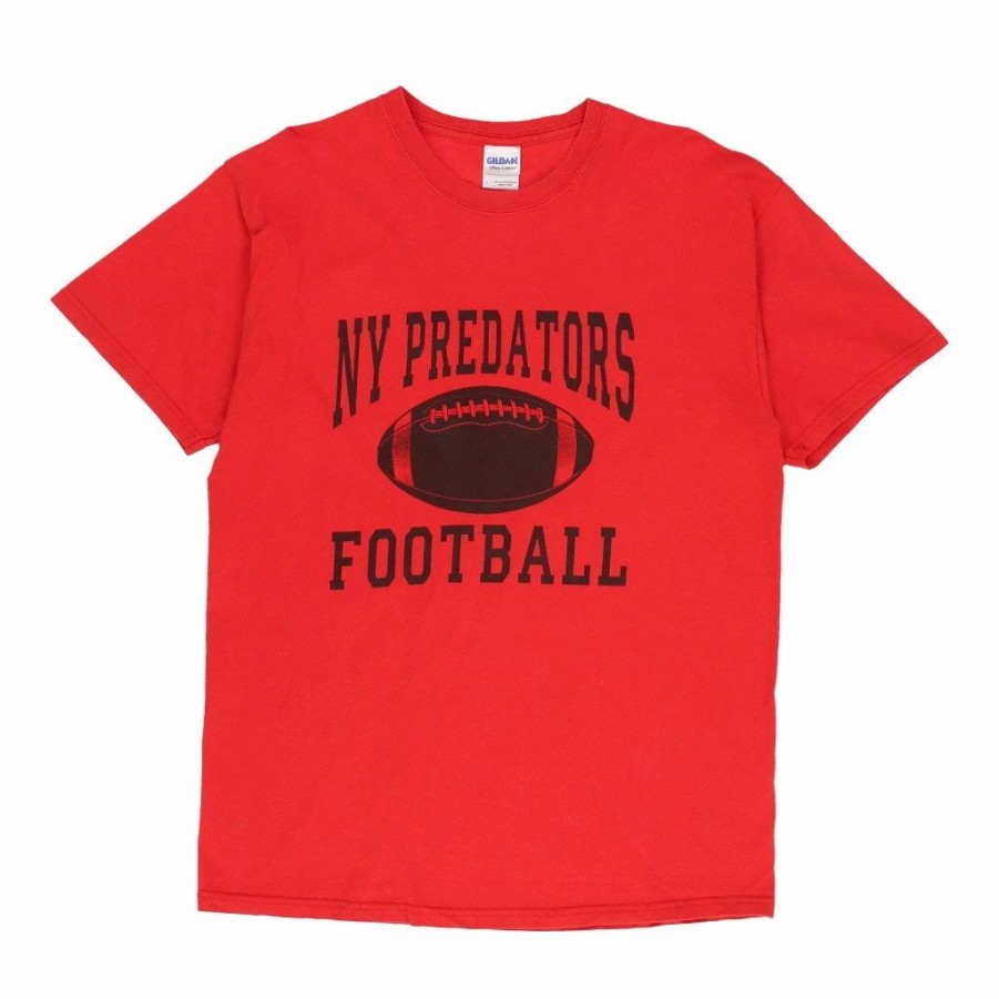 Vintage T-Shirts * | Vintage Ny Predators Football Gildan T-Shirt Large Red Cotton