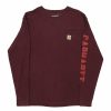 Vintage T-Shirts * | Vintage Carhartt Long Sleeve T-Shirt Medium Burgundy Cotton