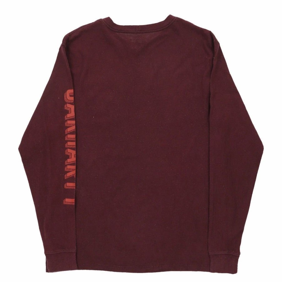 Vintage T-Shirts * | Vintage Carhartt Long Sleeve T-Shirt Medium Burgundy Cotton