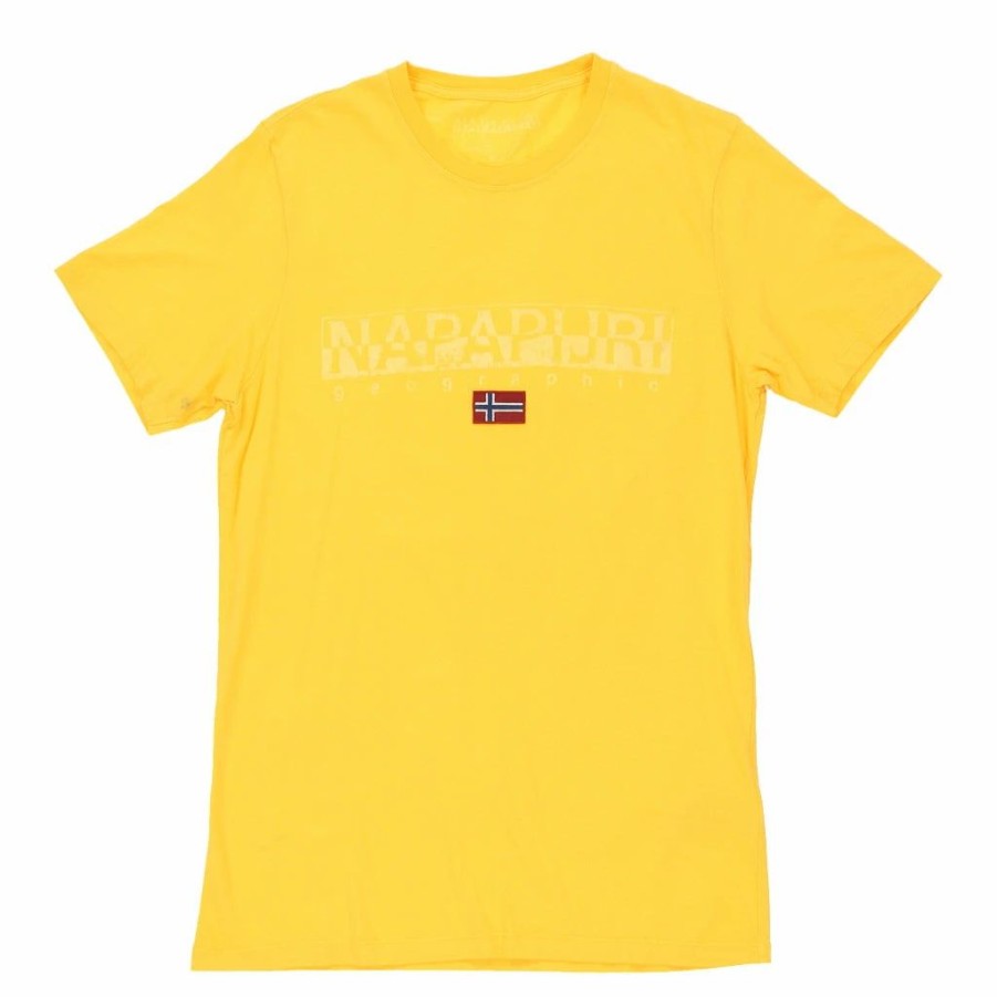 Vintage T-Shirts * | Vintage Napapijri T-Shirt Medium Yellow Cotton