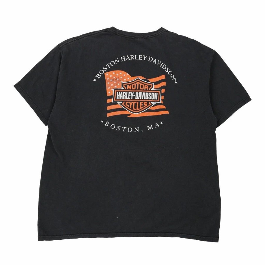 Vintage T-Shirts * | Vintage Boston, Ma Harley Davidson T-Shirt Xl Black Cotton