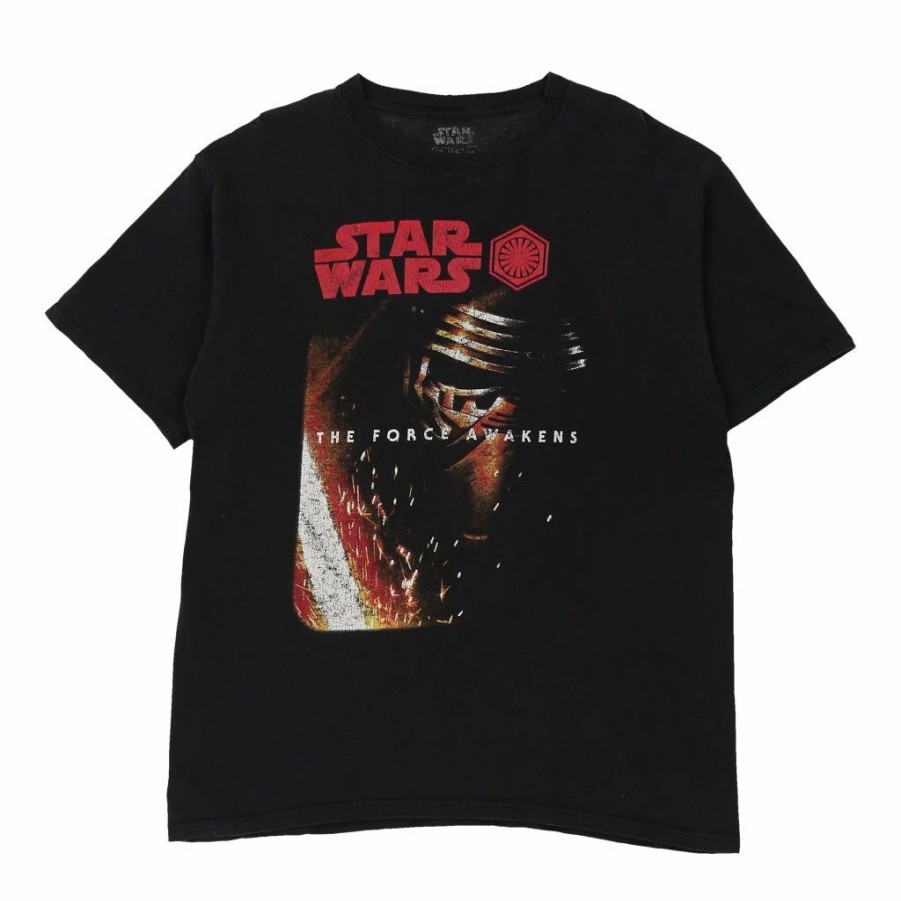 Vintage T-Shirts * | Vintage The Force Awakens Star Wars T-Shirt Large Black Cotton Blend