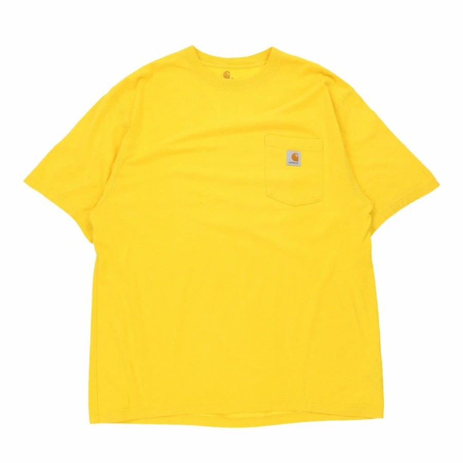 Vintage T-Shirts * | Vintage Carhartt T-Shirt Large Yellow Cotton