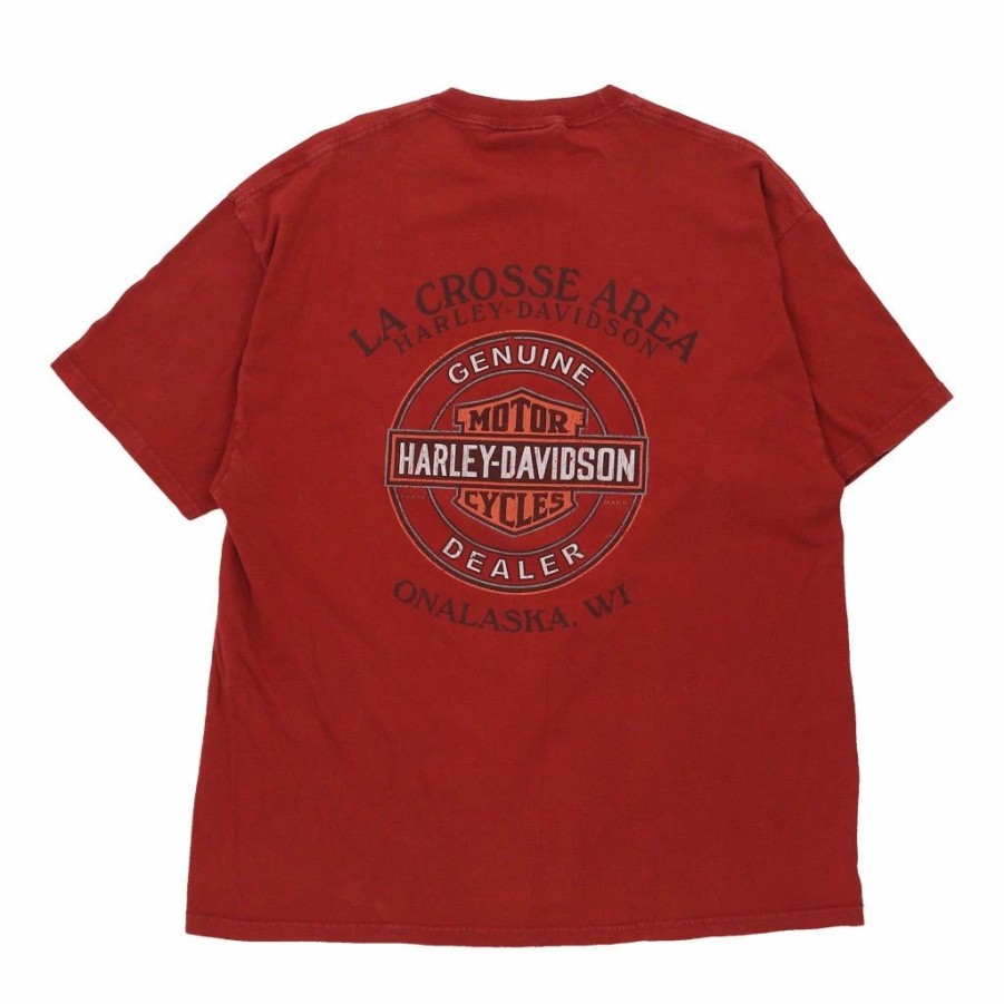 Vintage T-Shirts * | Vintage Onalaska, Wi Harley Davidson T-Shirt Xl Red Cotton