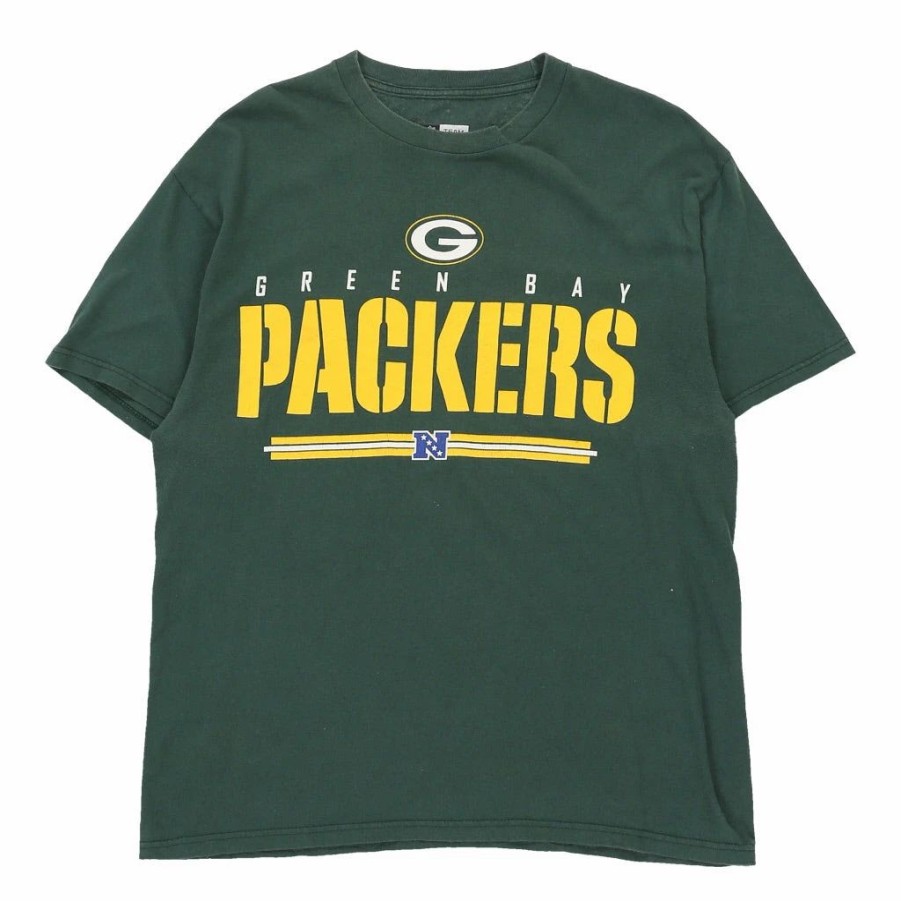 Vintage T-Shirts * | Vintage Green Bay Packers Nfl T-Shirt Large Green Cotton