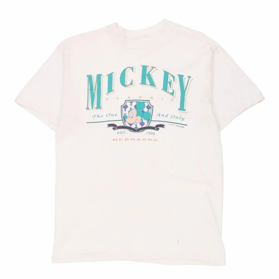 Vintage T-Shirts * | Vintage Mickey Mouse Unbranded T-Shirt Medium White Cotton