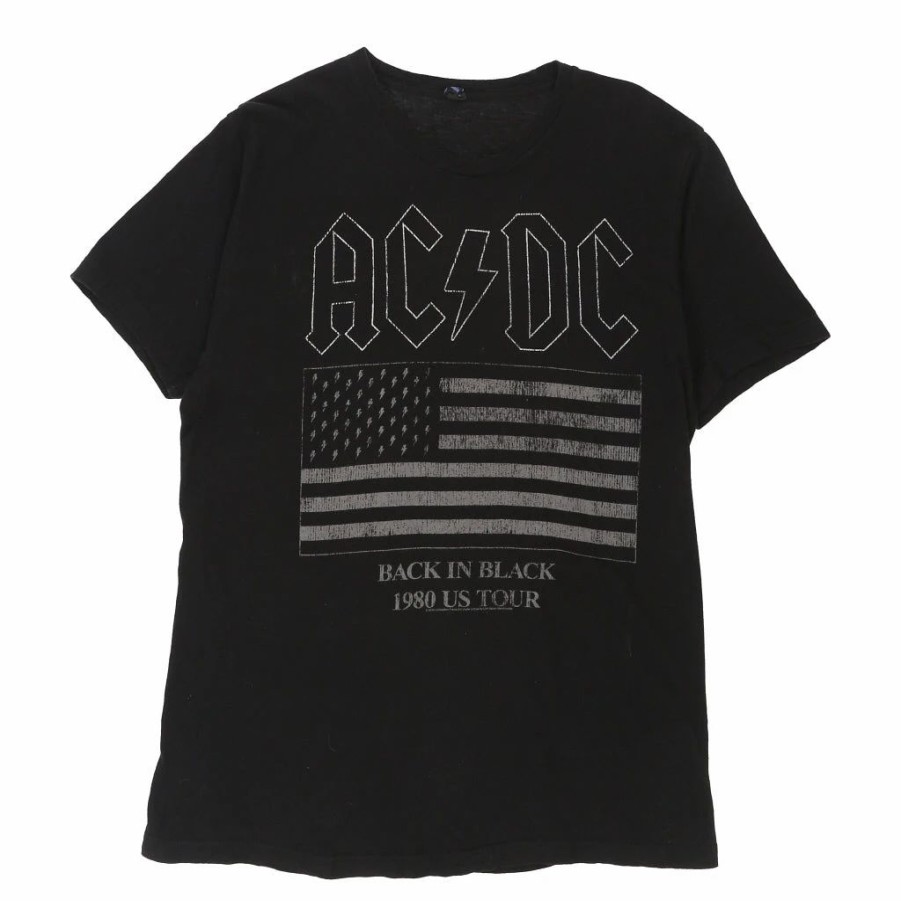 Vintage T-Shirts * | Vintage Ac/Dc Back In Black 1980 Tour Tultex T-Shirt Large Black Cotton