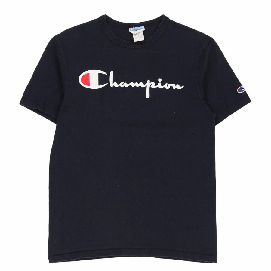 Vintage T-Shirts * | Vintage Champion T-Shirt Small Navy Cotton