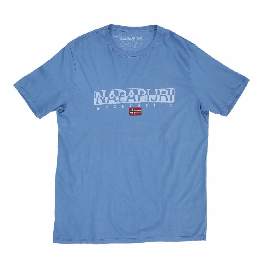 Vintage T-Shirts * | Vintage Napapijri T-Shirt 2Xl Blue Cotton