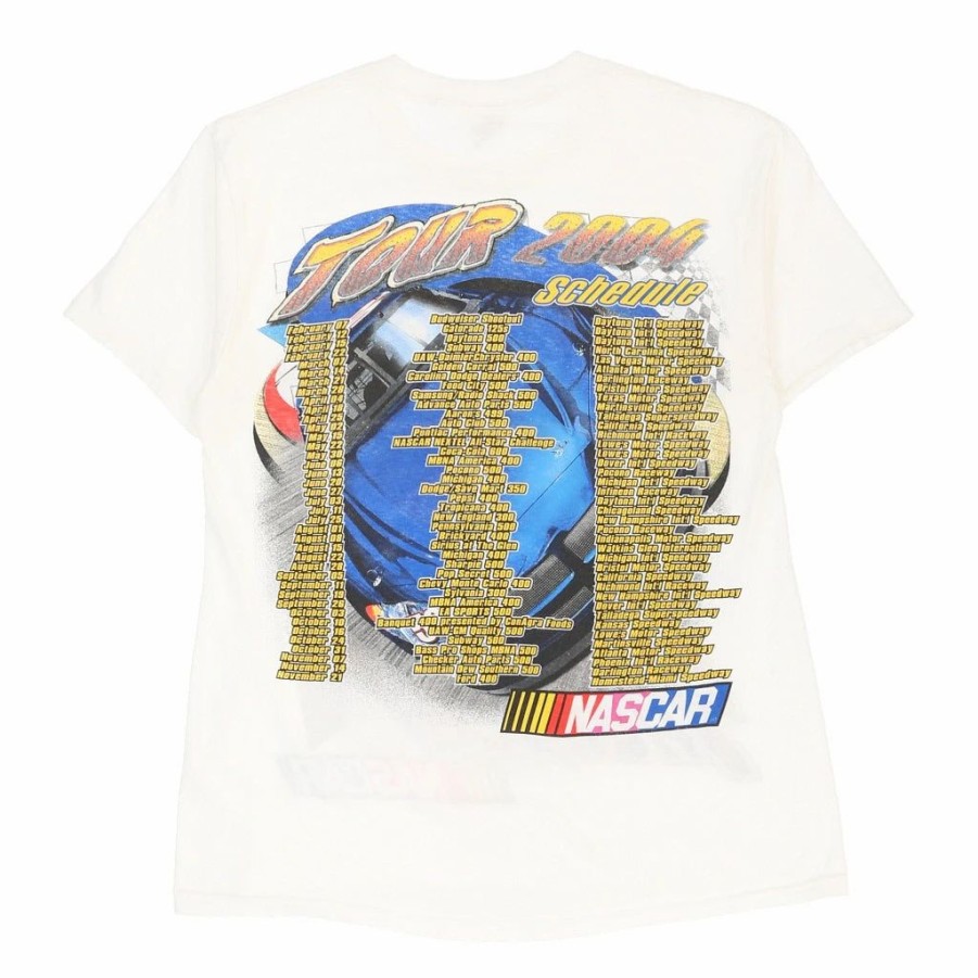 Vintage T-Shirts * | Vintage Nascar Tour 2004 Chequered Flag T-Shirt Medium White Cotton